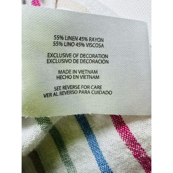 GAP Multi-Color Stripe Linen Blend Long Sleeve Button Up Shirt Top Women's LARGE - Picture 7 of 11